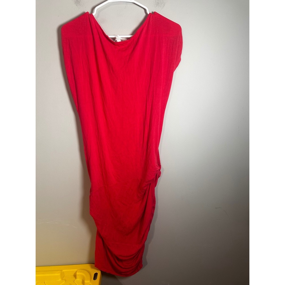 Victoria's Secret Red Ruched Bodycon Modal Cap Sleeve Dress Small S - Picture 3 of 5